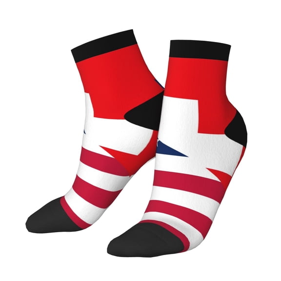Uemuo USA Switzerland Printed Crew Socks, Moisture-Wicking Socks, Athletic Socks for Men Breathable Cushion Socks Casual Sport Socks for Running Traveling