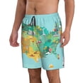 thumbnail image 1 of Uemuo USA Tourist Map Pattern Men's Swim Trunks Hawaiian Beach Bathing Suit Swimsuits Beach Quick-Dry Shorts with Pockets-Large, 1 of 9