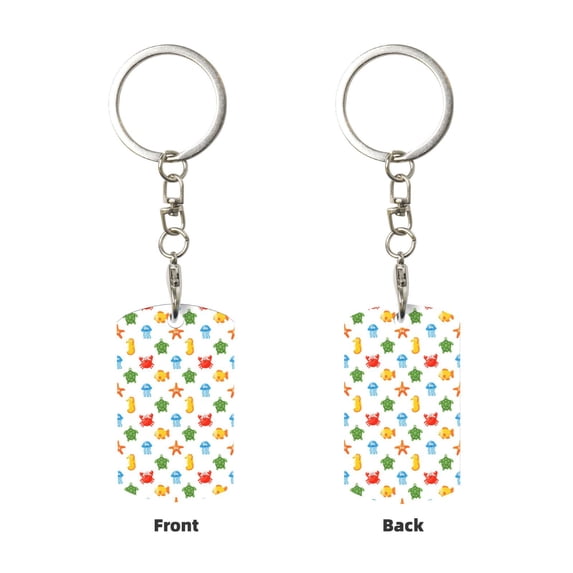 Uemuo Undersea Animals Pattern Rectangular Metal Keychain - Durable, Stylish, and Personalized Key Ring for Men and Women,Engraved Keychain,Gift Slim Sturdy Keychain