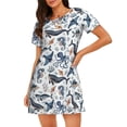 thumbnail image 1 of Uemuo Underwater Animals 1 Pattern Women’s Nightdress – Casual Sleep Shirt, Soft Relaxed Fit Short-Sleeved Cotton Sleepwear for Home, Bedtime, and Lounging, 1 of 6
