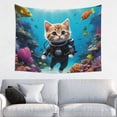 thumbnail image 1 of Uemuo Underwater Diving Cat Printed 29x37 Inch Tapestry Wall Hanging – Lightweight & Durable – Perfect for Dorm Decor, Beach Throw, Sofa Cover, Tablecloth, 1 of 8
