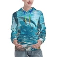 thumbnail image 1 of Uemuo Underwater Dolphin Scene Pattern Women's Hoodie with Eye-catching Drawstrings- Casual Pullover Hoodie with Kangaroo Pocket, Stylish Hooded Sweatshirt-X-Large, 1 of 7