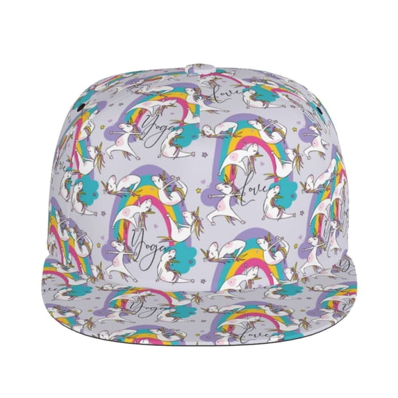 Uemuo Unicorn DoingYoga Pattern Women's Baseball Cap,Straight Brim Hat,Golf Dad Hat,Travel Hat,Sun Protection Cap,Everyday Accessory