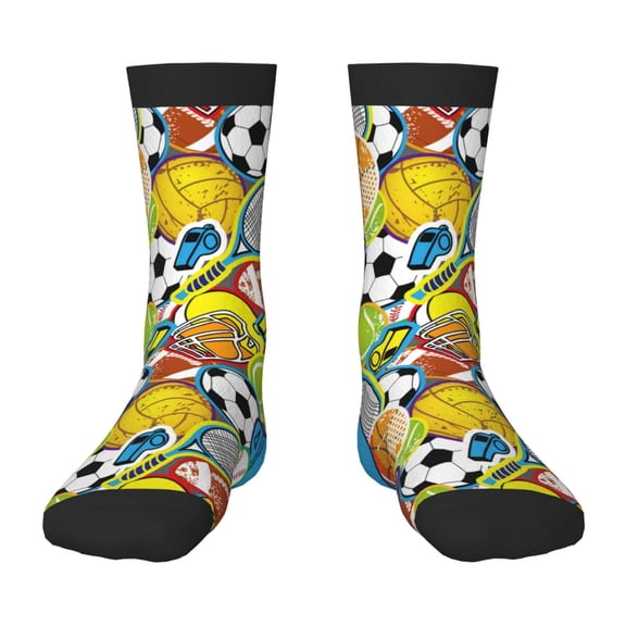 Uemuo Various Balls Printed Kids Boys Socks Seamless Crew Socks Crazy Funny Athletic Sport Socks for Children