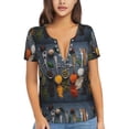 thumbnail image 1 of Uemuo Various Herbs And Spices In Spoons Drawing Women's Deep V-Neck Low Cut Tops - Casual Loose Fit with Stainless Steel Loop, Soft, Breathable, Perfect for Office, Travel, and Daily Wear-Small, 1 of 5