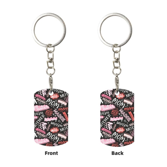 Uemuo Various Languages Mother Pattern Rectangular Metal Keychain - Durable, Stylish, and Personalized Key Ring for Men and Women,Engraved Keychain,Gift Slim Sturdy Keychain