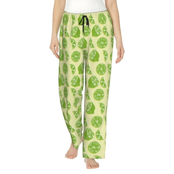 Uemuo Various Lemons Pattern Women's Wide Leg Palazzo Lounge Pants with Pockets Light Weight Loose Comfy Casual Pajama Pants-Medium