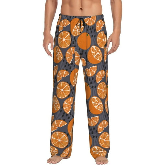 Uemuo Various Oranges Pattern Men's Wide Leg Palazzo Lounge Pants with Pockets Light Weight Loose Comfy Casual Pajama Pants-Medium