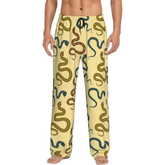Uemuo Various Snake Pattern Men's Wide Leg Palazzo Lounge Pants with Pockets Light Weight Loose Comfy Casual Pajama Pants-
