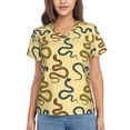 thumbnail image 1 of Uemuo Various Snake Printed Women's Classic V-Neck T-Shirt - Soft, Breathable, Moisture-Wicking, Perfect for Casual, Office, Travel, and Everyday Wear-XX-Large, 1 of 5