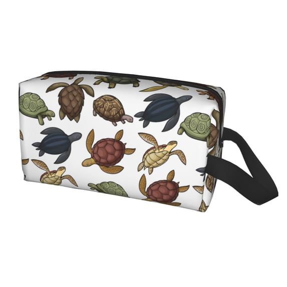 Uemuo Various Turtle Pattern Portable Toiletry Bags with Handle, Waterproof travel Make up Bags for Women, Large Capacity Travel Cosmetic Bags