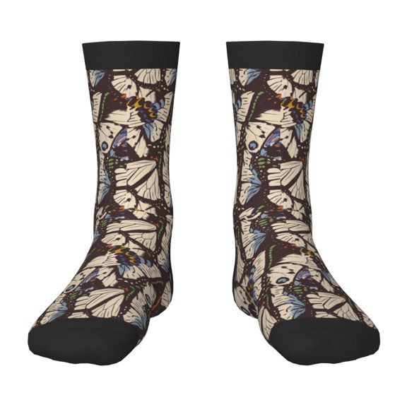 Uemuo Vector Butterflies Printed Kids Boys Socks Seamless Crew Socks Crazy Funny Athletic Sport Socks for Children