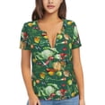thumbnail image 1 of Uemuo Vegan Drawing Women's Deep V-Neck Low Cut Tops - Casual Loose Fit with Stainless Steel Loop, Soft, Breathable, Perfect for Office, Travel, and Daily Wear-Large, 1 of 5