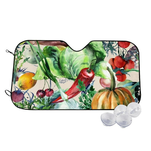 Uemuo Vegan1 Pattern Accordion Car Windshield Sun Shade, Foldable Reflective Sun Visor for Car, Reflector Windshield Sunshade-Small