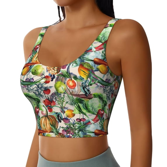 Uemuo Vegan1 Pattern Women's Sports Bra - High Impact Support, Breathable, and Comfortable Athletic Bra for Running, Yoga, and Workouts