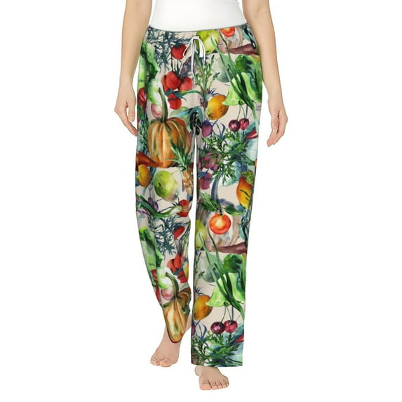 Uemuo Vegan1 Pattern Women's Wide Leg Palazzo Lounge Pants with Pockets Light Weight Loose Comfy Casual Pajama Pants-Small