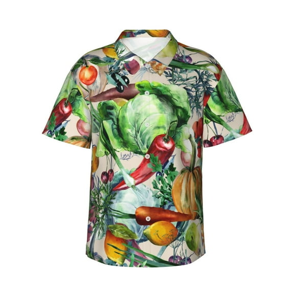 Uemuo Vegan1 Printed Regular Fit Short Sleeve Casual Hawaiian Shirt for Men,Aloha shirt,Tropical shirt,Floral print shirt,Vacation Beach shirt-Large