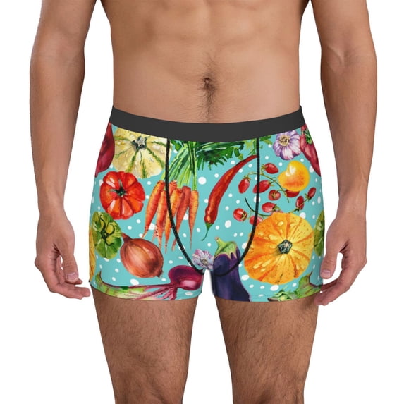 Uemuo Vegetable Pattern Men's Boxer Briefs,Trunk Anti-Chafing,Comfortable, Durable, and Stylish Underwear-Large