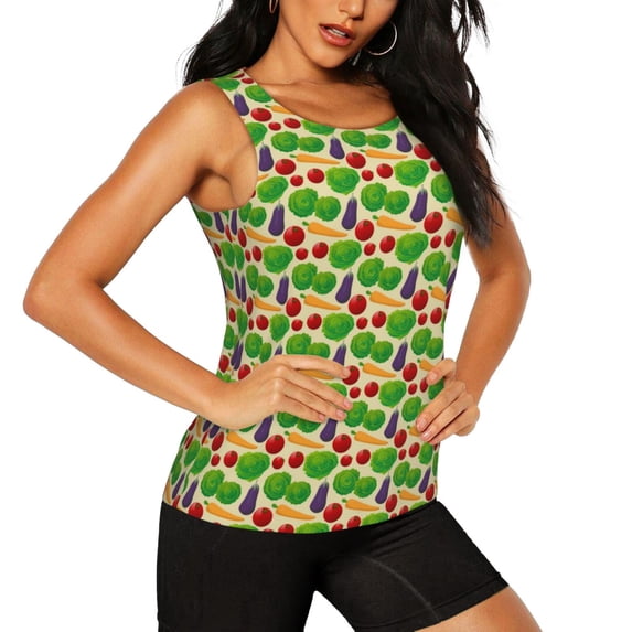 Uemuo Vegetable Pattern Workout Tank Tops for Women Breathable Moisture-wicking tank top Sleeveless Running Loose Fit Yoga Tops Active Shirts Sports Gym Exercise