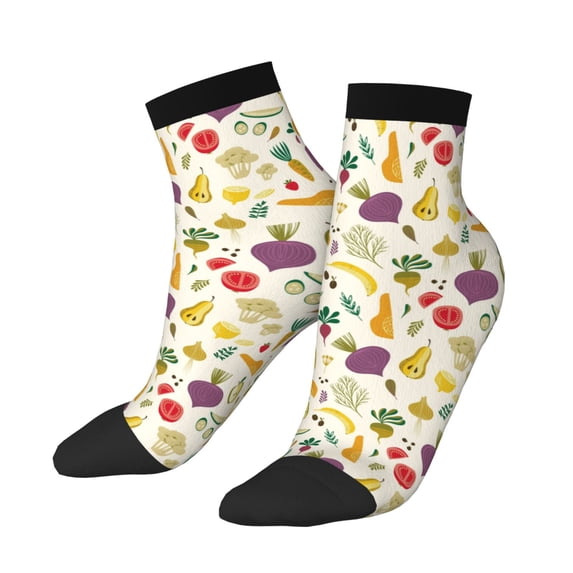 Uemuo Vegetable Printed Crew Socks, Moisture-Wicking Socks, Athletic Socks for Men Breathable Cushion Socks Casual Sport Socks for Running Traveling