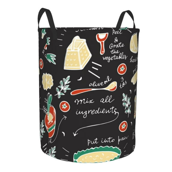 Uemuo Vegetable Quiche Pattern Circular Laundry Hamper Basket with handles,Collapsible laundry basket,Large capacity laundry hamper,Laundry Organizer-Medium