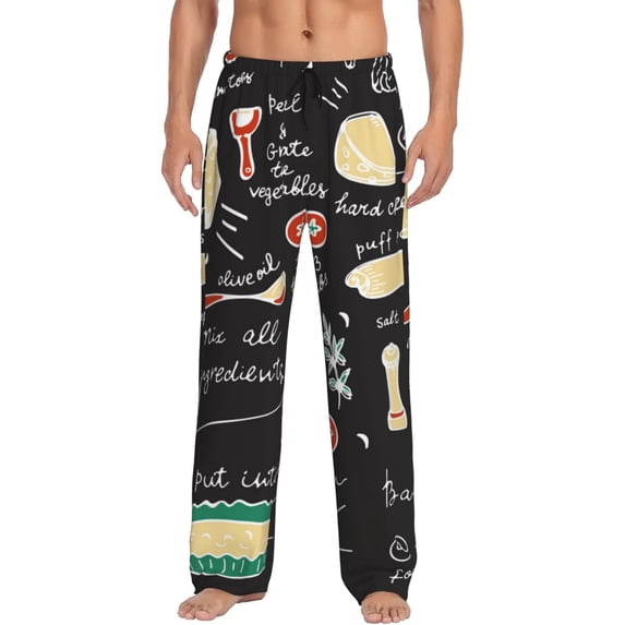 Uemuo Vegetable Quiche Pattern Men's Wide Leg Palazzo Lounge Pants with Pockets Light Weight Loose Comfy Casual Pajama Pants-Small