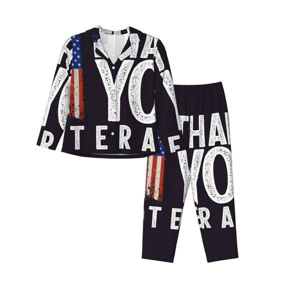 Uemuo Veterans Day2 Pattern Womens Pajama Sets,PJ Set for Women,Pajamas for Women Logo,Long Sleeve Pajama Set for Women,Soft Long Sleeve Top With Pants-X-Large