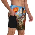 thumbnail image 1 of Uemuo Vibrant Field Of Blossoms Pattern Mens Swim Trunks Quick Dry Board Shorts with Mesh Lining, Stretch Beach Shorts Quick Dry No-Chafing Board Shorts-Small, 1 of 9