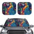 thumbnail image 1 of Uemuo Vibrant Rainbow Parrot Fantasy Printed 2 PCS Car Windshield Sun Shade, Auto Sun Heat and UV Rays Blocker, Foldable Automotive Front Window Sunshade Protector, 1 of 7