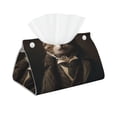 thumbnail image 1 of Uemuo Victorian Gentle Cat Pattern Tissue Box Cover Holder, Triangle with Bottom Belt - PVC Leather Decorative Organizer for Tabletop, Bathroom, Car, Office, 1 of 9