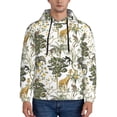 thumbnail image 1 of Uemuo Vintage Animals Palm Tree Pattern Men's Hoodie - Casual Pullover Hoodie with Kangaroo Pocket, Stylish Hooded Sweatshirt for Everyday Wear-Small, 1 of 7