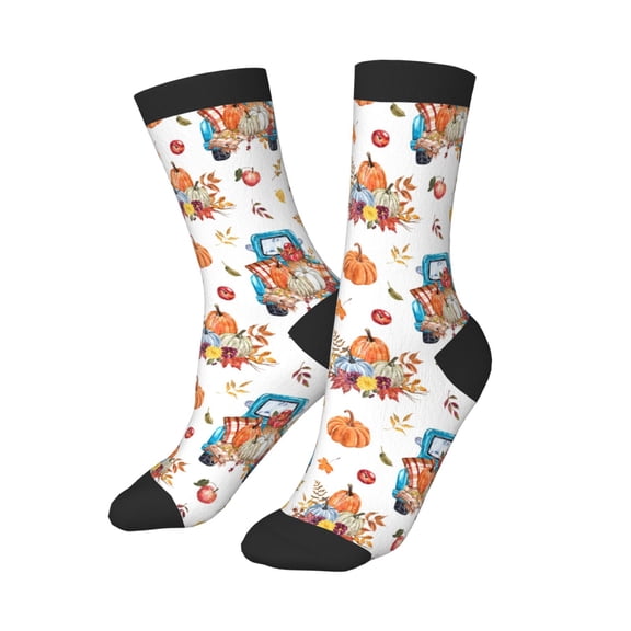 Uemuo Vintage Autumn Truck Printed Kids Boys Socks Seamless Crew Socks Crazy Funny Athletic Sport Socks for Children