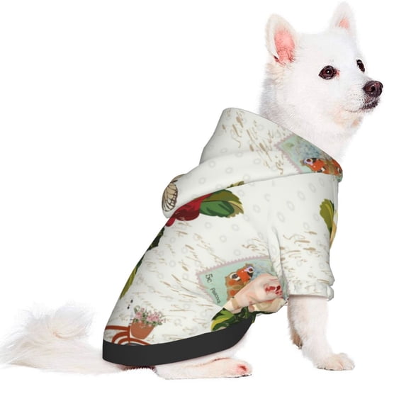 Uemuo Vintage Bike Flower Butterfly for Winter Dog Hoodie Sweatshirts with Pockets Warm Dog Clothes for Small Dogs Chihuahua-Small