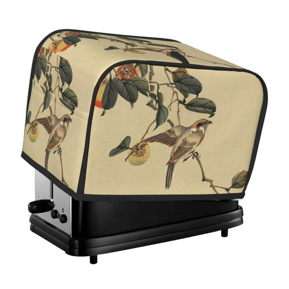 Uemuo Vintage Bird Print Toaster Cover 2 Slice, Small Kitchen Appliance Covers, Toaster Oven Cover with Loop, Bread Machine Cover Dust Cover Protection