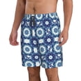 thumbnail image 1 of Uemuo Vintage Blue Pattern Men's Swim Trunks Hawaiian Beach Bathing Suit Swimsuits Beach Quick-Dry Shorts with Pockets-3X-Large, 1 of 9
