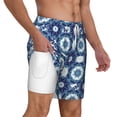 thumbnail image 1 of Uemuo Vintage Blue Pattern Mens Swim Trunks Quick Dry Board Shorts with Mesh Lining, Stretch Beach Shorts Quick Dry No-Chafing Board Shorts-3X-Large, 1 of 9