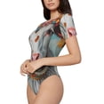 thumbnail image 1 of Uemuo Vintage Colorful Floral Cow Pattern Women's One Piece Short Sleeve Swimsuit Rash Guard Surfing Modest Quick-drying Swimsuit Beach Essentials-Medium, 1 of 9