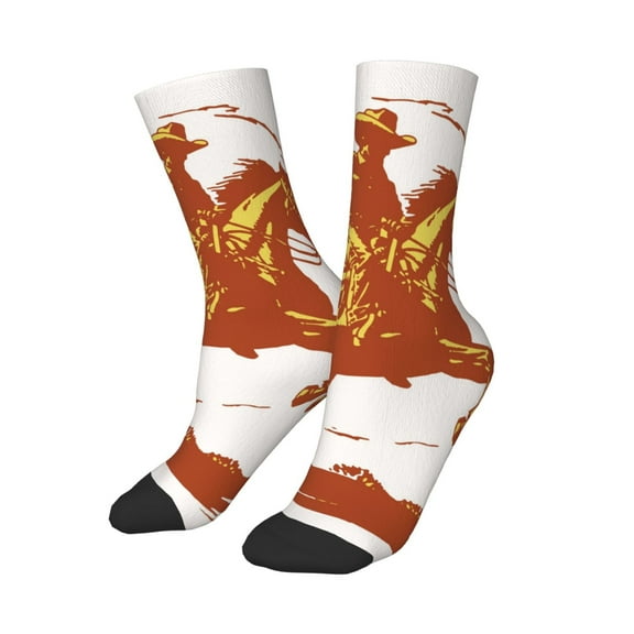 Uemuo Vintage Cowboy On A Bronco Horse Printed Kids Boys Socks Seamless Crew Socks Crazy Funny Athletic Sport Socks for Children
