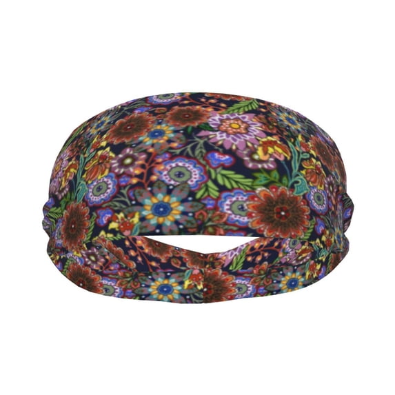 Uemuo Vintage Floral Printed Sports Headbands for Men Women,Moisture Wicking Workout Headband, Sweatband Headbands,Non-slip Workout Gym Yoga Headband
