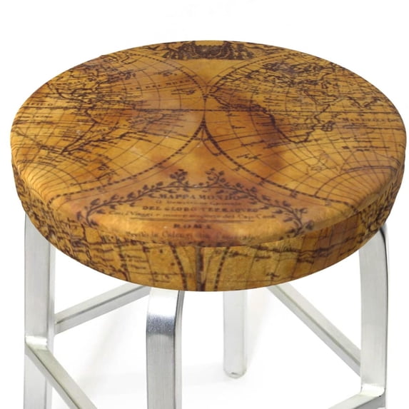 Uemuo Vintage Map Pattern Round Bar Stool Seat Covers Washable Stool Cushion Slipcover Elastic Bar Chair Covers-14 inch