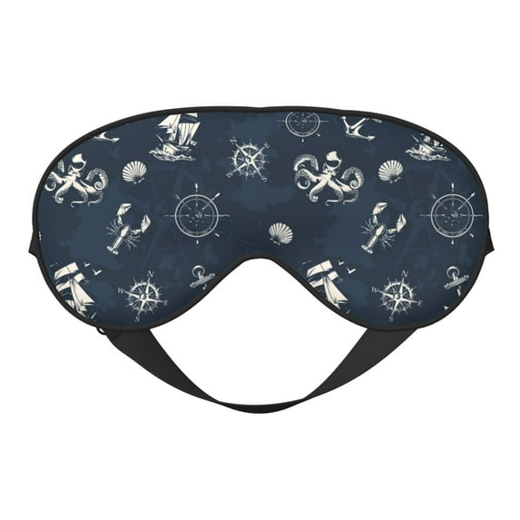 Uemuo Vintage Marine Pattern Sleep Eye Mask - Light Blocking Sleep Mask Blocking Out Light Perfectly, Soft and Comfortable Night Eye Mask, Eye Blinder