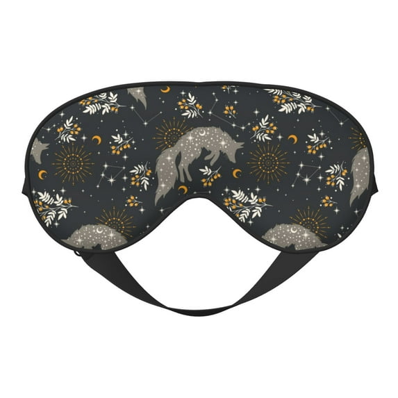 Uemuo Vintage Moon with Plants and Fox Pattern Sleep Eye Mask - Light Blocking Sleep Mask Blocking Out Light Perfectly, Soft and Comfortable Night Eye Mask, Eye Blinder