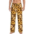 thumbnail image 1 of Uemuo Vintage Wood Grain Sunflower A Pattern Men's Wide Leg Palazzo Lounge Pants with Pockets Light Weight Loose Comfy Casual Pajama Pants-Large, 1 of 9