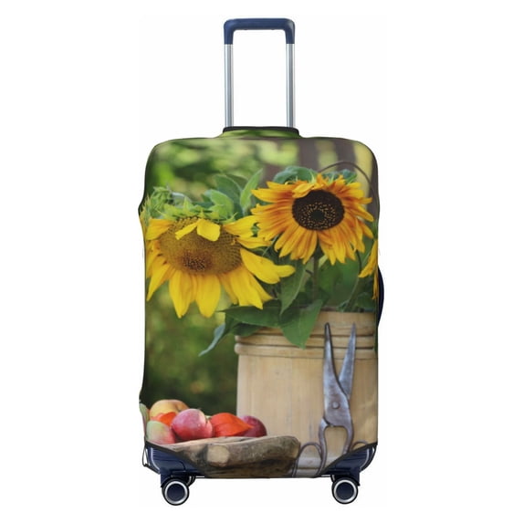 Uemuo Vintage Wooden Bucket Printed Washable Luggage Cover - Fashion Suitcase Protector Fits 18-32 Inch Luggage -Medium