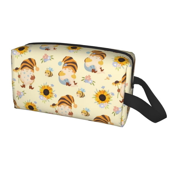Uemuo Watercolor Bee Honey Honeycomb Bee Pattern Portable Toiletry Bags with Handle, Waterproof travel Make up Bags for Women, Large Capacity Travel Cosmetic Bags
