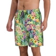 thumbnail image 1 of Uemuo Watercolor Blooming Cactus Pattern Men's Swim Trunks Hawaiian Beach Bathing Suit Swimsuits Beach Quick-Dry Shorts with Pockets-Medium, 1 of 9