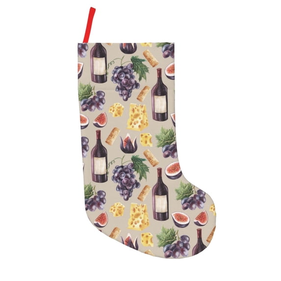 Uemuo Watercolor Bottles And Glasses Print Christmas Stockings, 18inch Xmas Hanging Stocking Decorations for Christmas Party Family Decor
