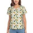 thumbnail image 1 of Uemuo Watercolor Bright Sunflowers Printed Women's Classic V-Neck T-Shirt - Soft, Breathable, Moisture-Wicking, Perfect for Casual, Office, Travel, and Everyday Wear-X-Large, 1 of 5