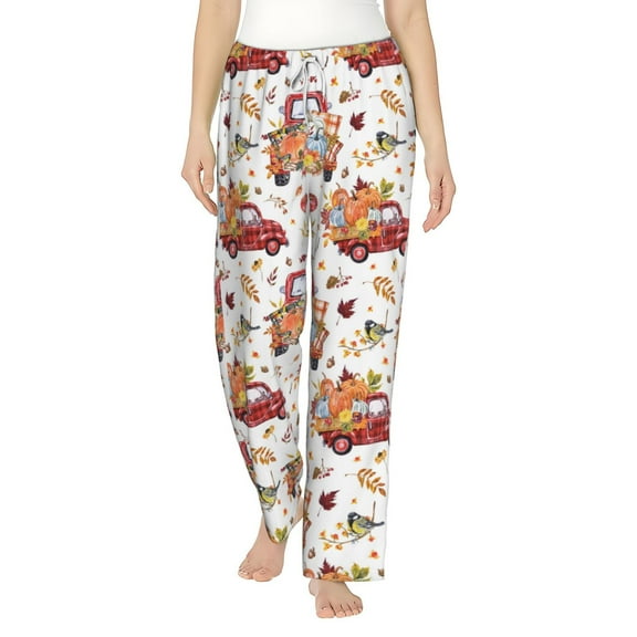 Uemuo Watercolor Fall Pattern Women's Wide Leg Palazzo Lounge Pants with Pockets Light Weight Loose Comfy Casual Pajama Pants-Medium
