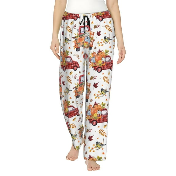 Uemuo Watercolor Fall Pattern Women's Wide Leg Palazzo Lounge Pants with Pockets Light Weight Loose Comfy Casual Pajama Pants-